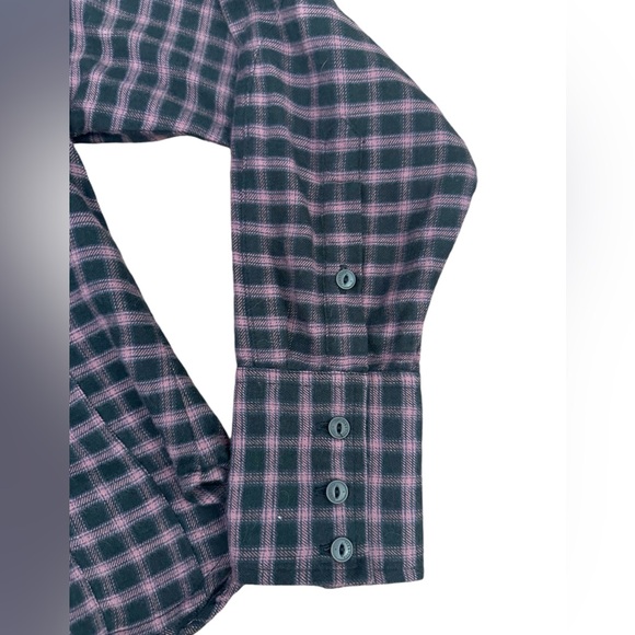 NWT rag & bone Iris Plaid Flannel Button Down Shirt in Black/ Purple Size XS - Picture 10 of 14